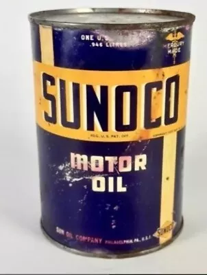 Vintage Sunoco Motor Oil 1 Qt Metal Can; Empty • $20