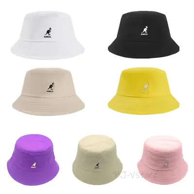 New Casual Kangol Washed Bucket Hat Men Women Cotton Flat Top Hats Headwear  • $10.50