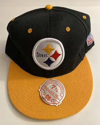 Pittsburgh Steelers MITCHELL NESS Men NFL Snapback Cap Sz Fitted 7-3/8 • $17.99