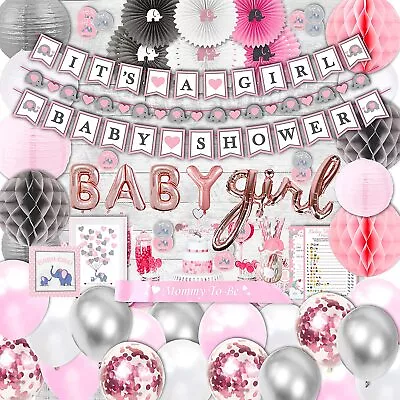  Elephant Baby Shower Decorations For Girl Kit - 435 Piece Pink • £57