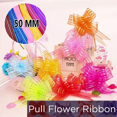 £1.99 • Buy 50mm Large Organza Ribbon Pull Bows Various Colours Wedding/party/giftwrap