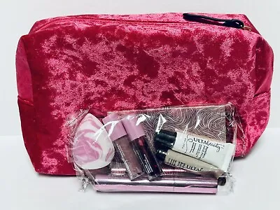 Lot 9 ULTA BEAUTY Makeup GIFT SET Pink Velvet Cosmetic Bag Eyes Cheeks Lips MORE • $18.99