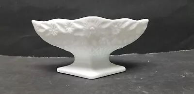 Vtg Milk Glass Footed Diamond Shaped Floral Candy Dish 6 1/2 X 3  • $6.25
