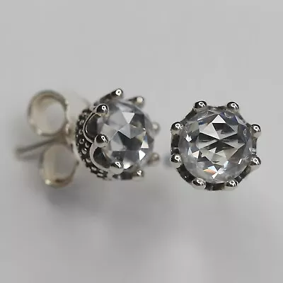 Genuine PANDORA Clear Sparkling Crown Stud Earrings 298311CZ • $59