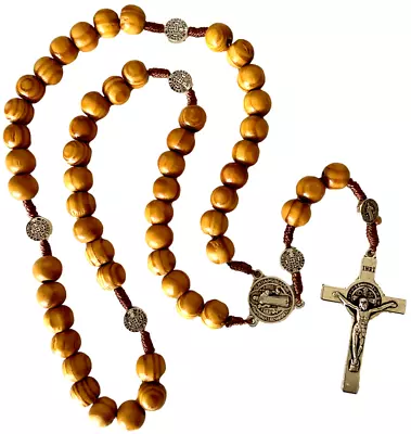 Saint Benedict Wooden Rosary Prayer Beads Men Women Wood Prayer Crucifix Cross • $10.13