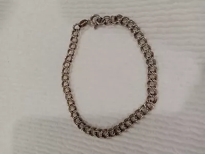 Vintage Sterling Silver 925 Traditional Double Link Charm Bracelet 8'' Length • $10