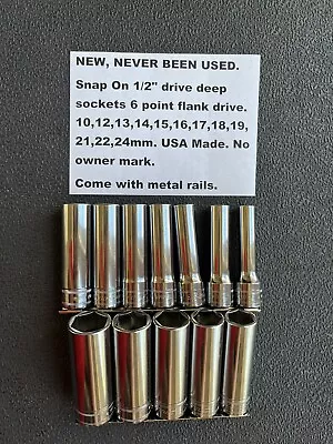 Snap On Deep Socket Set 1/2  Drive Metric Deep 6 Point Chrome NEW • $260