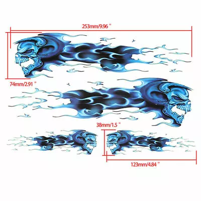 Flaming Blue Skull Sticker Decal Set Universal For Motorcycle Motorbike ATV Bike • $6.22