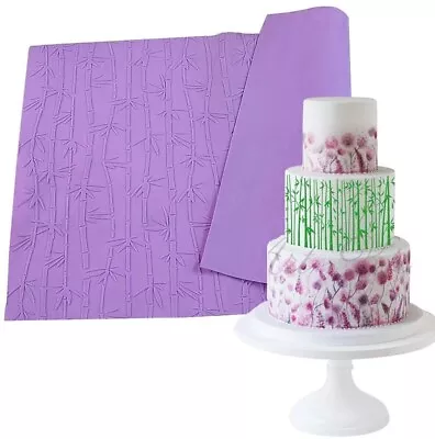 LARGE IMPRESSION MAT 23x15  SILICONE BAMBOO TEXTURE CAKE DECORATING ICING TOOLS • £19.99
