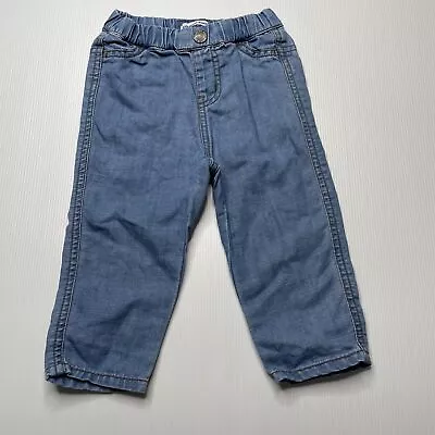 Boys Size 0-1 Country Road Blue Cotton / Linen Pants Elasticated GUC • $13.60