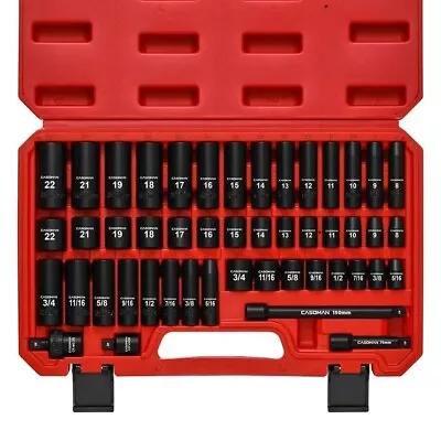 3/8  Drive Impact Socket Set 48 Piece Standard SAE Metric 6 PointFREE SHIPPING • $68.90