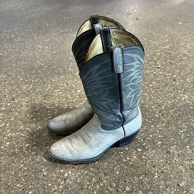 Vintage Dan Post Two Tone Gray Leather Cowboy Western Boots #15844 Men Size 10D • $49.99