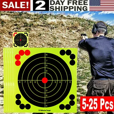 12  Shooting Targets Adhesive Splatter Paper Glow Gun Shots Rifle Exercises USA • $19.99