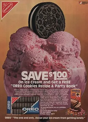 1982 Nabisco Oreo Vintage Print Ad Cookies Recipes & Party Book Ice Cream Coupon • $15.99