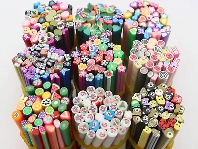 20pcs Cane DIY Polymer Clay Slice Rods Sticker 5X50mm Various Style Nail Art Tip • $2.81