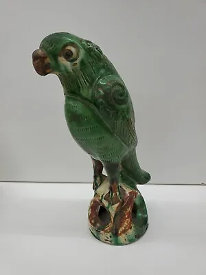 Antique Qing Dynasty Chinese Green Glaze Parrot Pottery Roof Tile 9  • $229.99