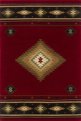 Red Geometric Southwestern Apache Style Door Mat 087K1 - Aprx 1' 10  X 3' 3  • $79.35