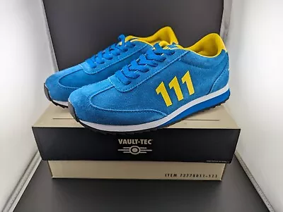 New Fallout Vault Tec 111 Sneakers Mens 6.5 Womens 8 Bethesda Blue Suede Shoes • $189