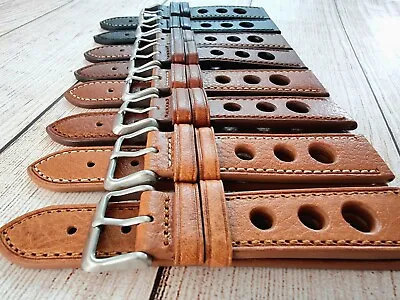 £12.95 • Buy Premium Leather Hole Punch Buffalo Grain Rally Watch Strap Band 18mm 20mm 22mm