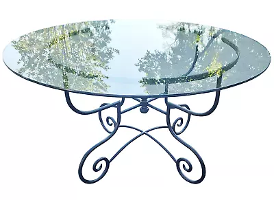 Mid-Century MODERN FRENCH Black WROUGHT IRON Baker's CENTER TABLE Maison JANSEN • $505.75