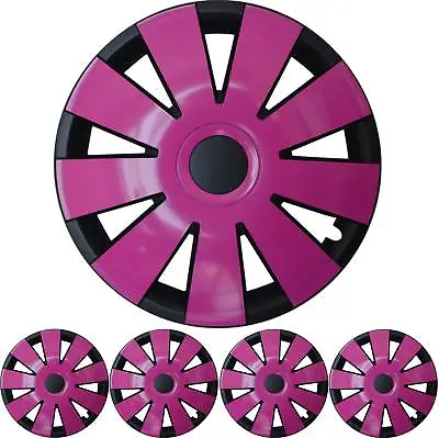 4x Premium Design Hubcaps 15 Inch Nefryt IN Black/Pink • $160.71