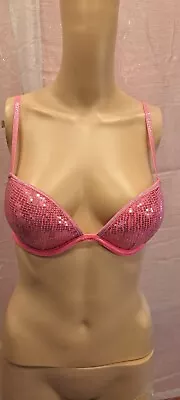 Victoria's Secret Womens Pink Nylon Heartbreaker Push-Up Underwired Bra Size 34B • $15.99