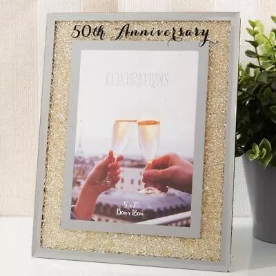 Crystal Style 50th Golden Wedding Anniversay 5x7 Photo Frame By Celebrations • £10.97