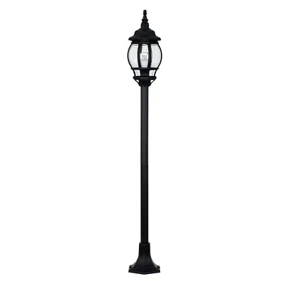 Traditional Black IP44 Outdoor Garden Bollard Light Lamp Post + 6W LED GLS Bulb • £22.99