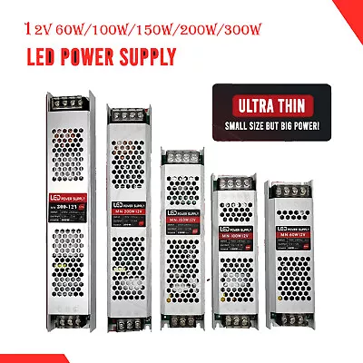 LED Driver AC 240V To DC12V Power Supply Ultra Slim Transformer For LED Strip UK • £20.19