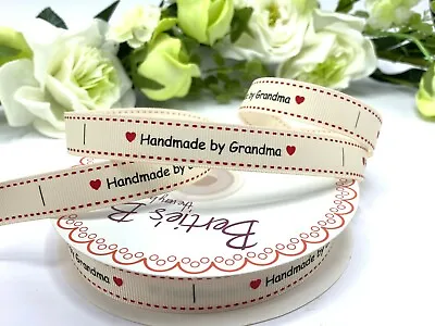 Sew In Labels Handmade By Grandma Love Cream Craft Gift Fabric 10 Per Metre • £1.25