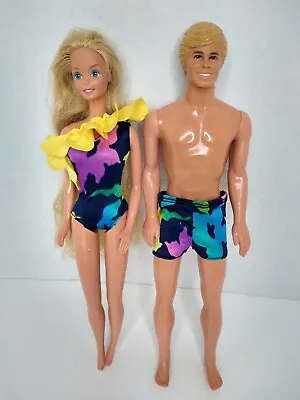 Tropical Barbie And Ken 80s Doll Vintage 1985 Swimsuit Trunks Click Knees  • $27.40