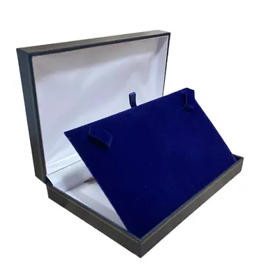 Luxury Blue Leatherette Necklace Box Collarette Gift Box Jewellery Display Box • £7.99