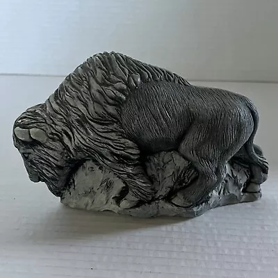 Mt. St. Helens Sculptures Hand Crafted Volcanic Ash Gray Buffalo Figurine • $16.99