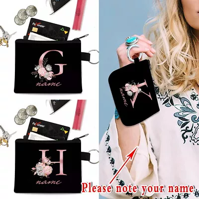 Personalised Custom Name Text Canvas Coin Card Pouch Small Wallet Money Holder • £3.59