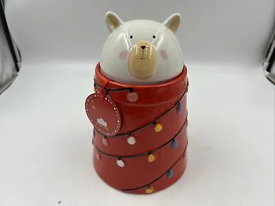 10 Strawberry Street Ceramic 5x10in Christmas Polar Bear Cookie Jar AA02B23003 • $42.89