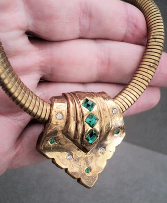 $59.95 • Buy Vtg PEGASUS CORO Omega CHOKER NECKLACE With Rhinestone Studded SLIDE PENDANT