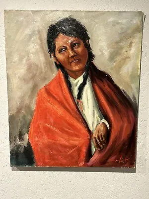 Vintage Original Oil Painting Ethnic Woman Portrait • $75