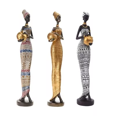 African Figurine Women Tribal Lady Statue Sculpture Collectible Art Piece Decor • $49.72