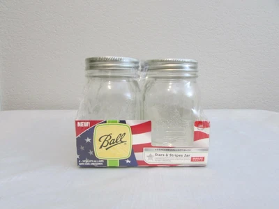 $17 • Buy BALL Keepsake Collectibles STARS & STRIPES Pint Mason Canning Jars, 4-Pack, NIB!