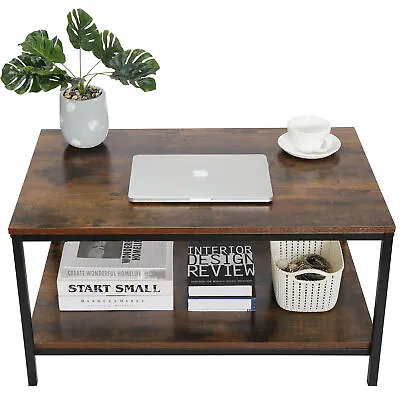 Rustic Wood Coffee Table Rectangular Coffee Table With Storage Shelf Durable 31  • $47.58