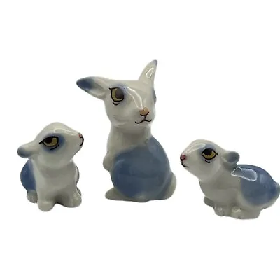 Vintage Wade England Happy Family Porcelain Bunny Rabbits Set Of 3 1980's • $20