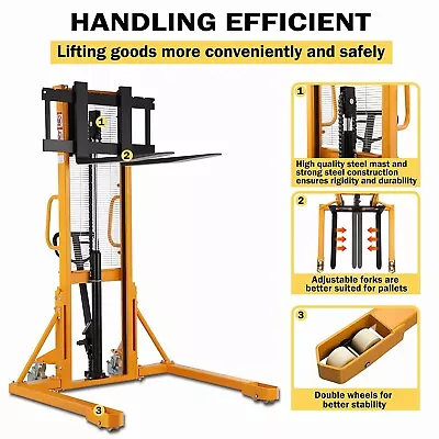 APOLLOLIFT Manual Hand Straddle Pallet Lift Stacker Hydraulic 63  Height 2200lbs • $1800