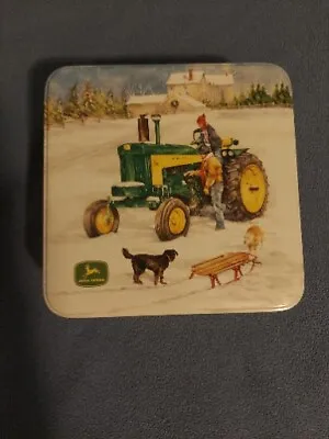 John Deere 7 1/2 Inch Square Tin • $9.99