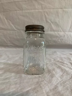 Vintage Atlas Mason Miniature Jar Bank W Seal-All Arc Lid Coin Slot 4  Tall • $6.95