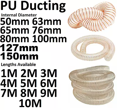 £12.68 • Buy PU Clear Flexible Ducting Hose Ventilation Woodworking Saw Dust Fume Extraction