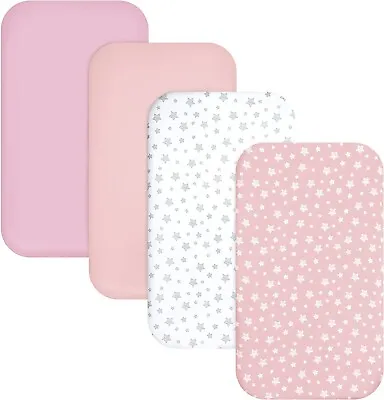Pack N Play Fitted Sheets Ultra Soft Stretchy Mini Crib Sheets 39 ×27 ×5  4 Pack • $25.99