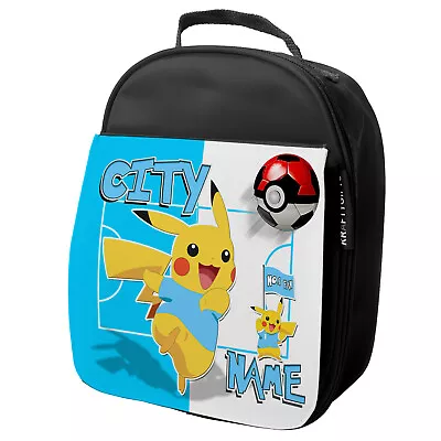 Personalised Manchester Lunch Bag Pokemon Football Insulated School Lunchie PF38 • £15.95