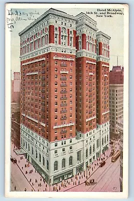 New York City New York NY Postcard Hotel McAlpin Broadway C1921 Vintage Antique • $19.95