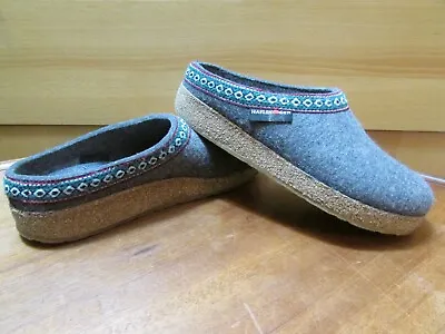 HAFLINGER Grizzly Wool Clogs Hard Sole Slippers Gray Women's 36 / 5-5 1/2 • £56.94