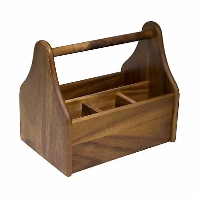 $57.95 • Buy NEW ARTISAN ACACIA WOOD CUTLERY CADDY Wooden Utensil Holder Storer